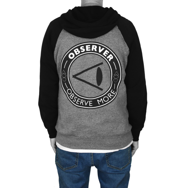 OM Circle logo - raglan hoodie - black/nickel heather - Image 4